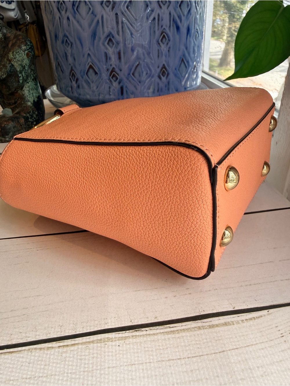 Henri Bendel Marquis Micro Mini Ring Top Bucket Bag Coral Pink Leather - Picture 11 of 15